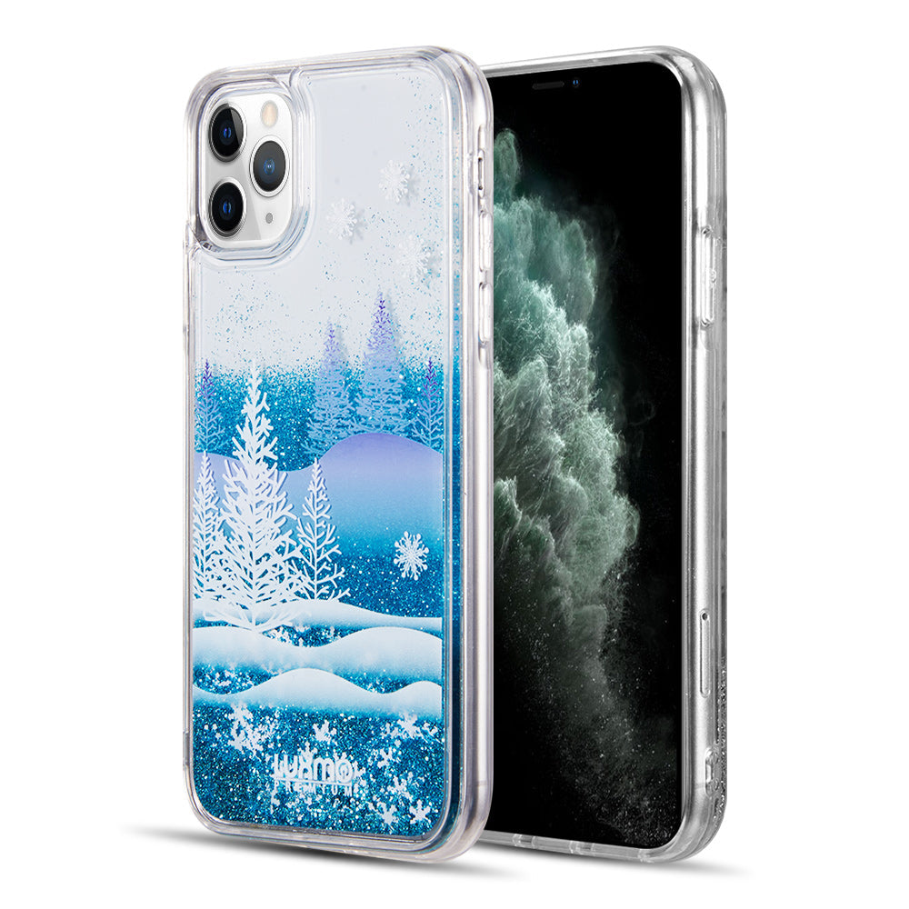 Case for Apple iPhone 11 Pro Max Luxmo Waterfall Fusion Liquid Sparkling Flowing Sand - Winter Wonderland