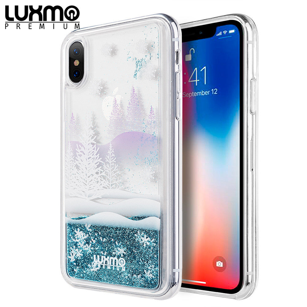 Case for Apple iPhone XS Max Luxmo Premium Waterfall Series Fusion Liquid Sparkling Flowing Sand - Winter Wonderland