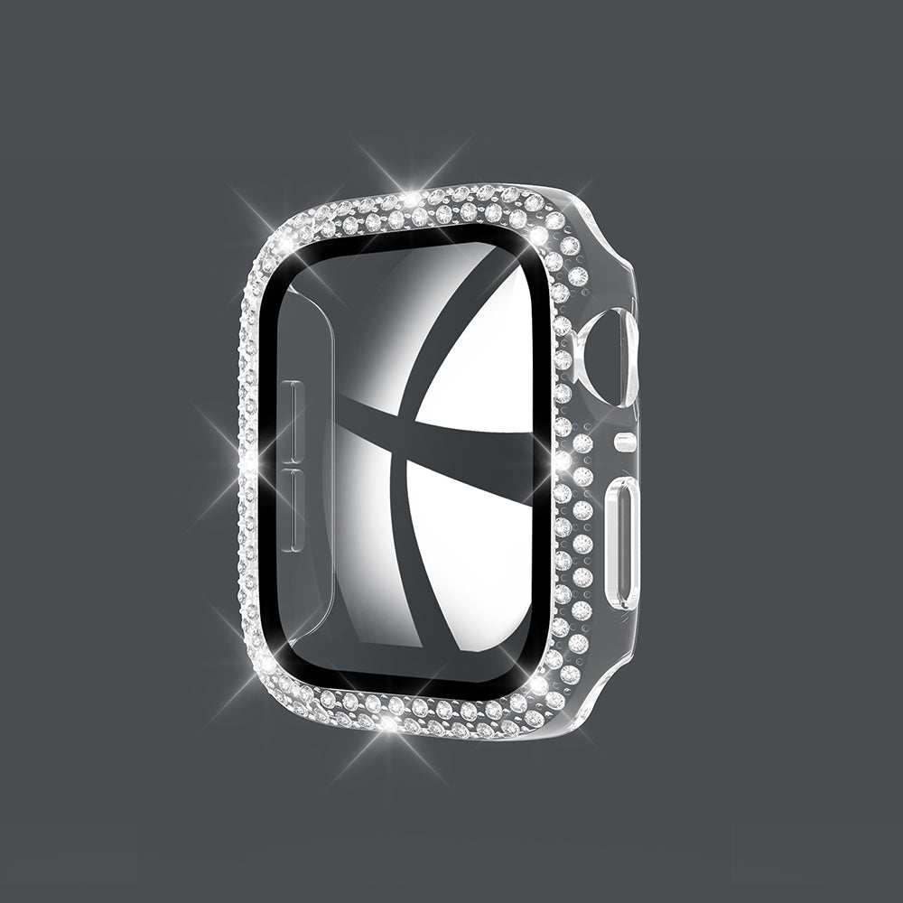 Case for Apple Watch 45mm with Full Double Edge Diamond and Full Protection - Clear
