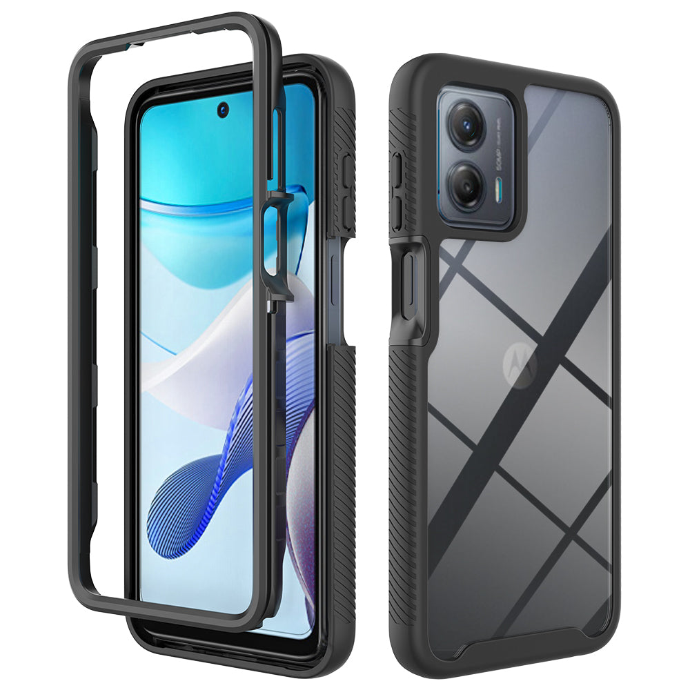 Case for Moto G 5G 2023 Tough Fusion-X Clear Rugged TPU Bumper with Hard PC Clear Back Shockproof - Black
