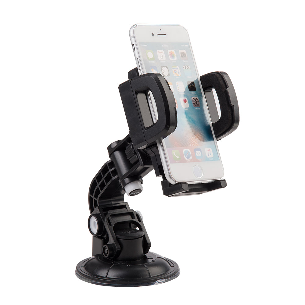 Universal Dashboard Suction Phone Car Mount Holder with Quick Lock and Release Button - Black