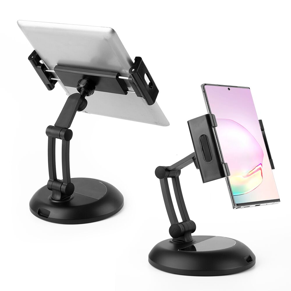 Universal Desktop Phone and Tablet Mount Holder Stand for 6.3" - 10.2" Size Screen Devices - Black
