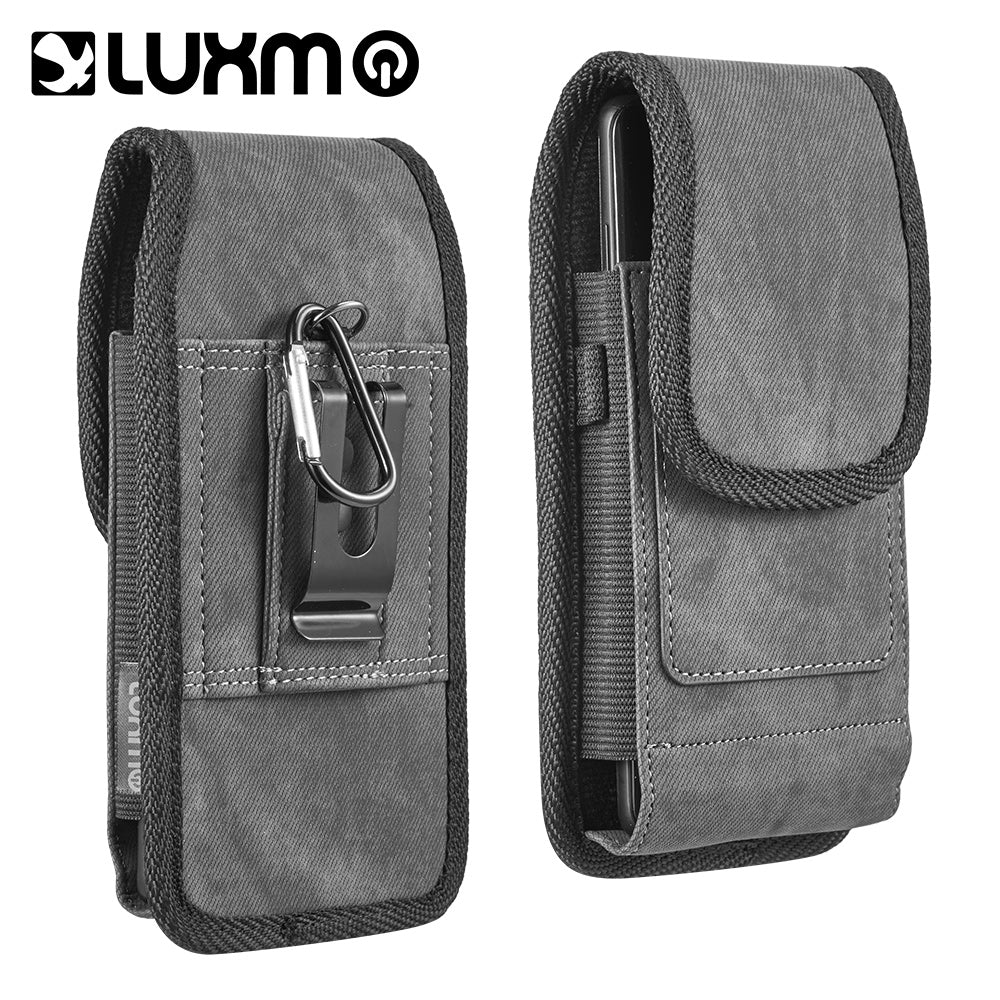 Luxmo Medium Size 5.5 inch 6.25 x 3.5 x 0.6 Vertical Universal Special Fabric Pouch with Dual Card Slots - Dark Denim Fabric