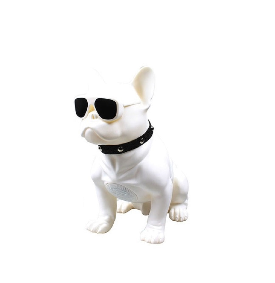 Universal 3D Large Size Bulldog Portable Bluetooth Speaker USB Aux - White