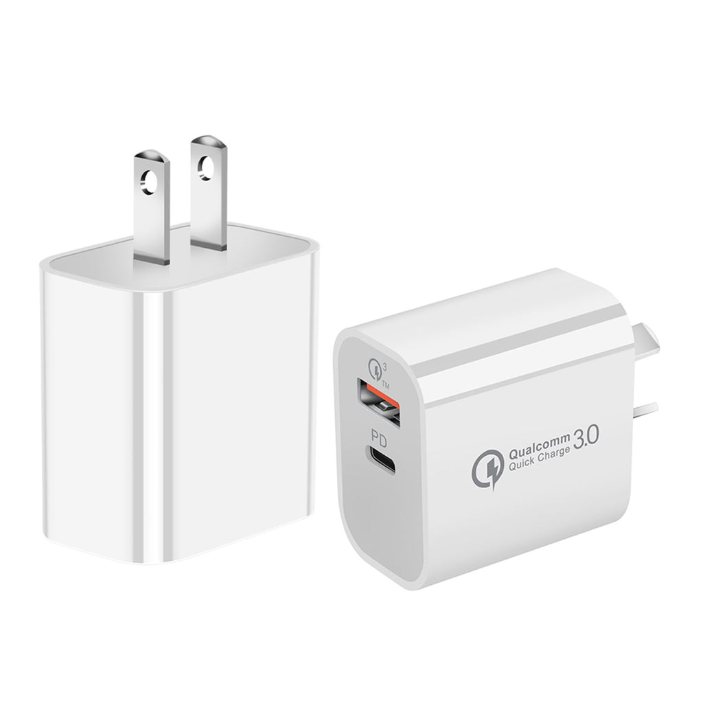 USB-A and USB-C Dual Ports Universal Fast Charger (18W)
