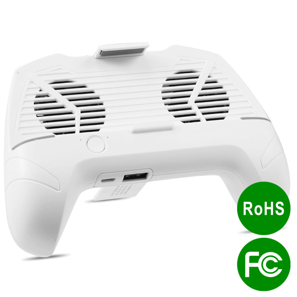 Universal Mobile Phone Game Controller Joypad Grip with Built-In Dual Cooler Fans and Power Bank - White