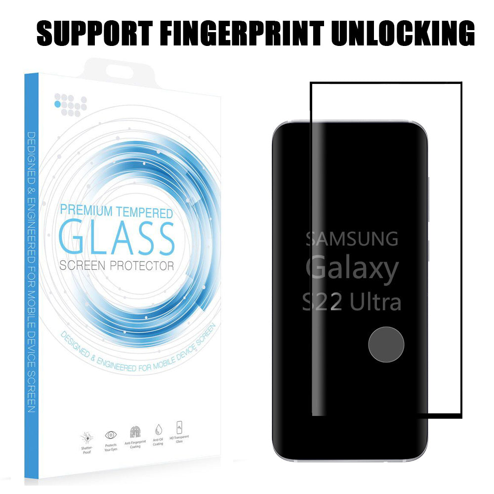 Full Coverage Tempered Glass Protector for Samsung Galaxy S22 Ultra - Black