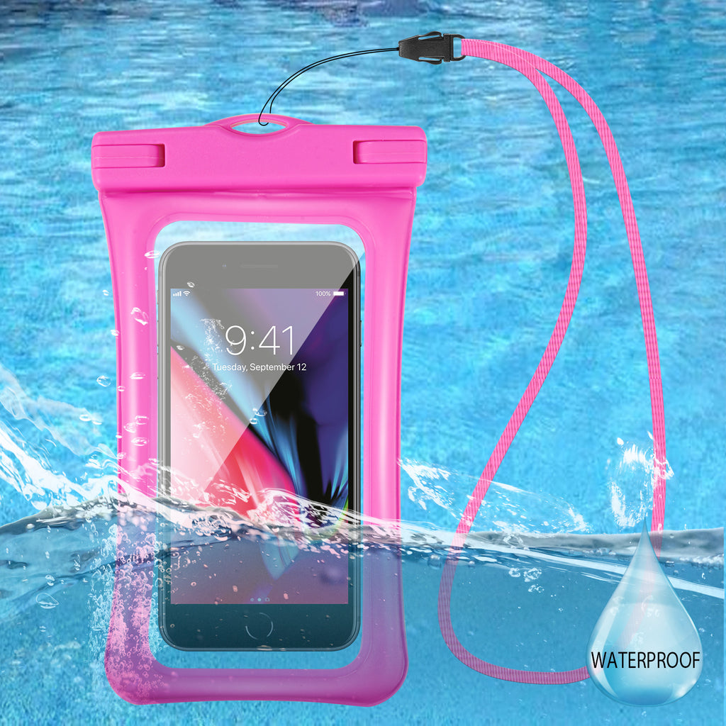 Universal Waterproof Snowproof Dirtproof Protective Phone Bag- Hot Pink