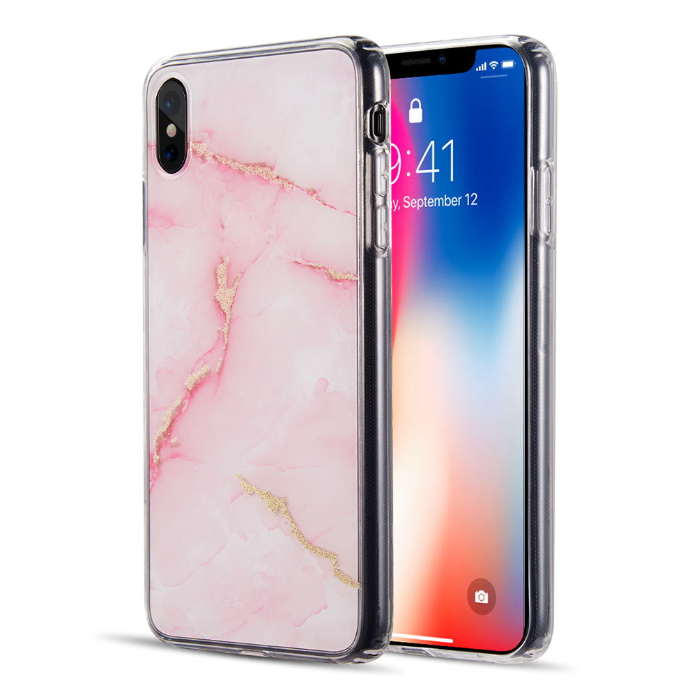 Apple iPhone XS Max Case Slim Glitter Marble Soft TPU - Pink