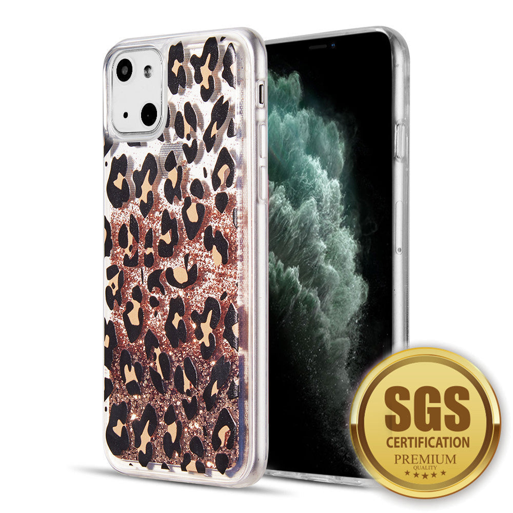 Apple iPhone 14 Case Slim Liquid Sparkle Flowing Glitter TPU - Leopard