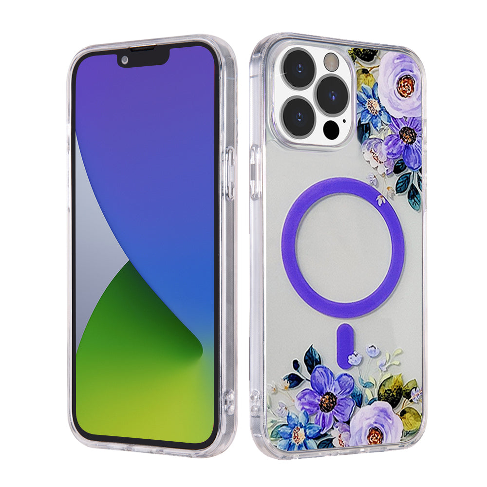 Apple iPhone 14 Pro Case Slim Floral Design Magsafe Compatible with Raised Camera Protection - Lavender Floral