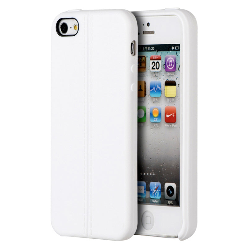 Apple iPhone 5, iPhone 5S, iPhone SE Case Slim Jacket TPU with Leather Look Finish - White