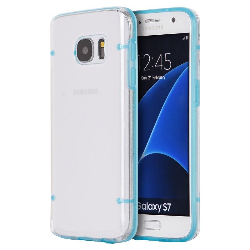 Samsung Galaxy S7 Case Slim Dots Blue Trim Clear Back