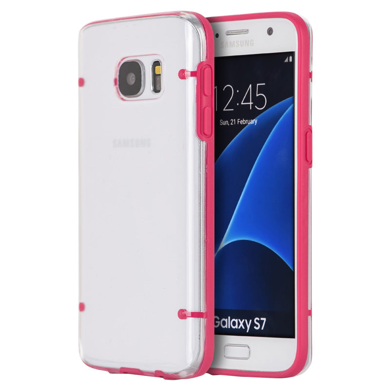 Samsung Galaxy S7 Case Slim Dots Hot Pink Trim Clear Back