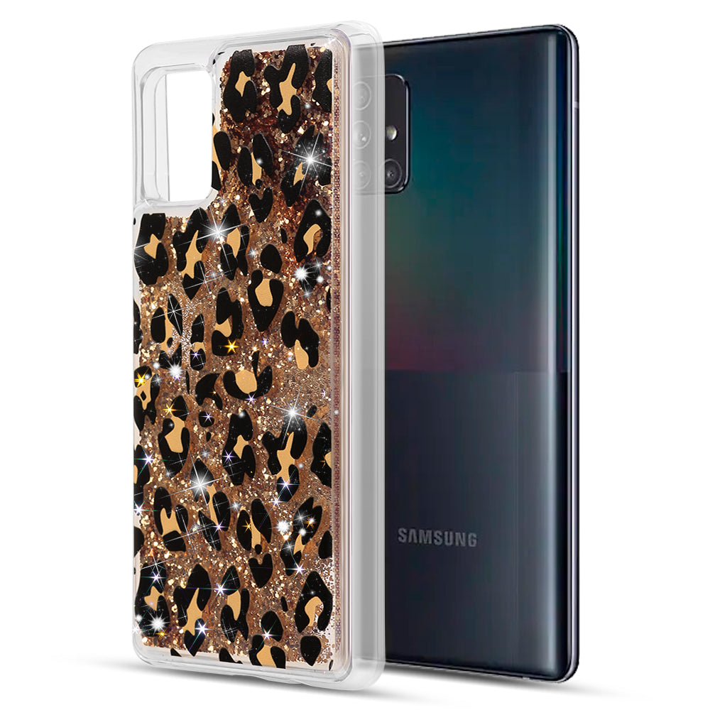 Samsung Galaxy A52 4G Case Slim Liquid Sparkle Flowing Glitter TPU - Leopard