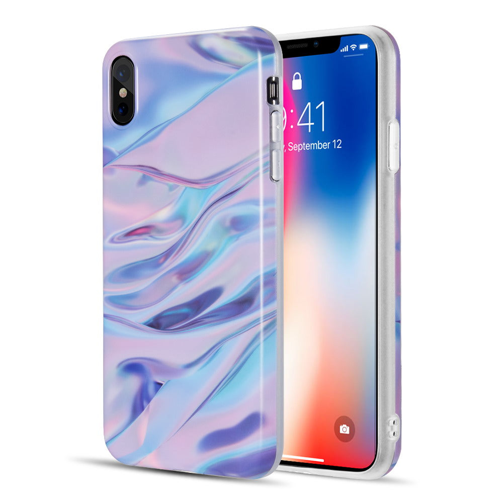 Apple iPhone XS Max Case Slim Marble Soft TPU - Purple / Pink